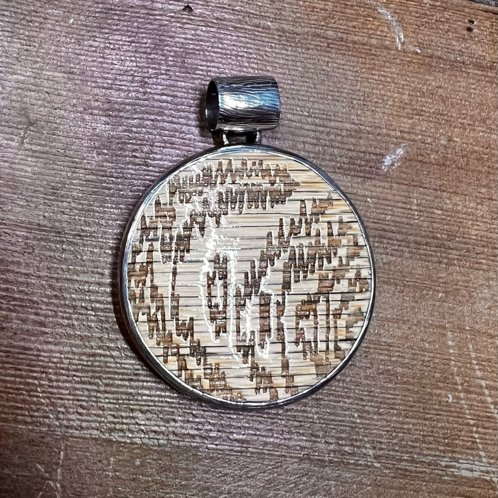 Silpada Sterling Inlaid Bamboo and Resin Reversible Pendant